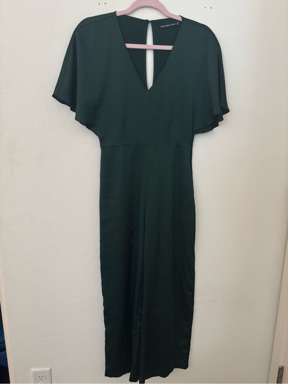 Abercrombie & Fitch XS Dark Green Wide Leg Jumpsuit Flutter Sleeve